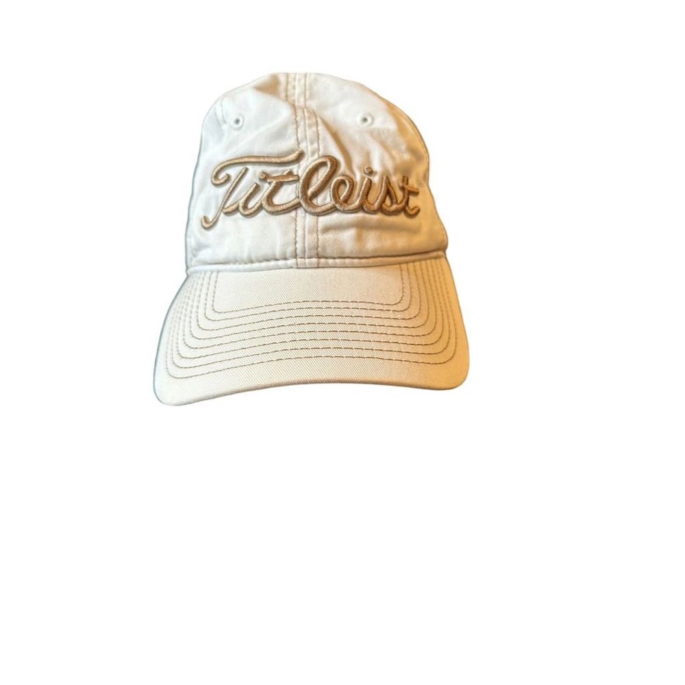Titleist Golf Cap White Adjustable Strap Gold Embroidery Unisex One Size